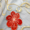 Polyester Black Knitted Mesh Flower Embroider Lace Fabric